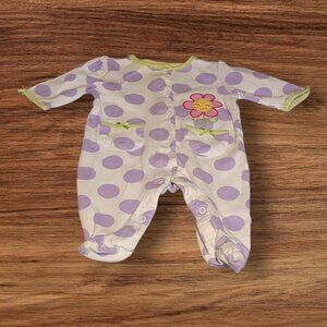 Carter's Just One You White Purple Polka Dots Colorful Flower Sleep and Play